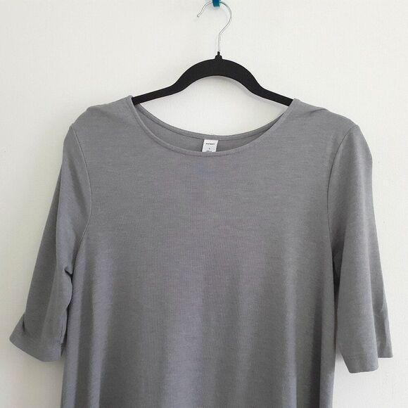 Old Navy Jersey Quarter Sleeves Swing Heather Gray Dress Size Small Fits Medium - Picture 4 of 7